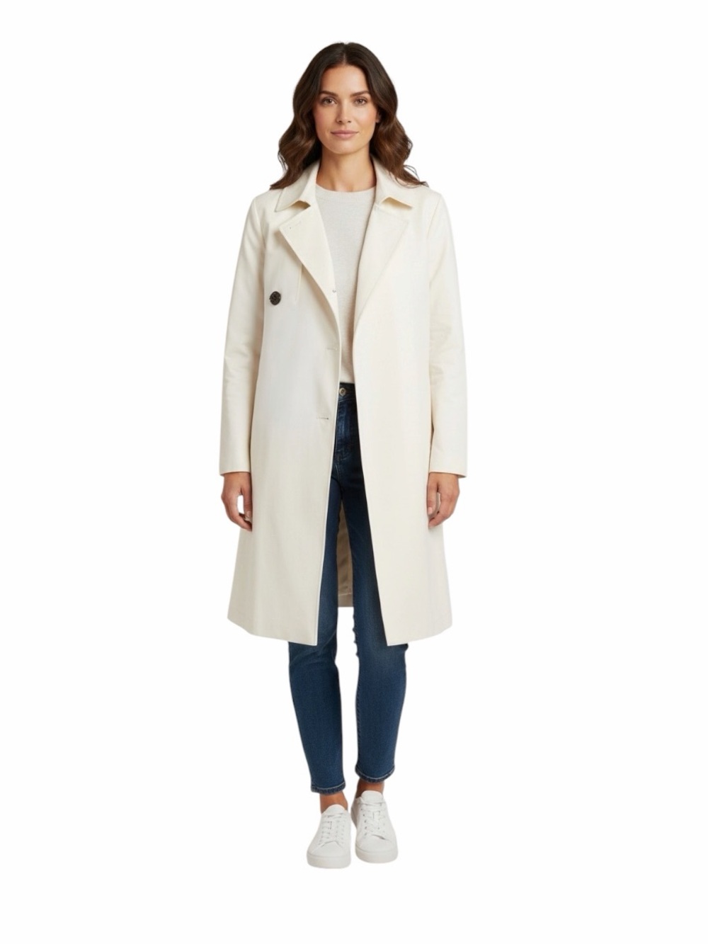 Calvin Klein Women's Cream Single-Breasted Trench Coat